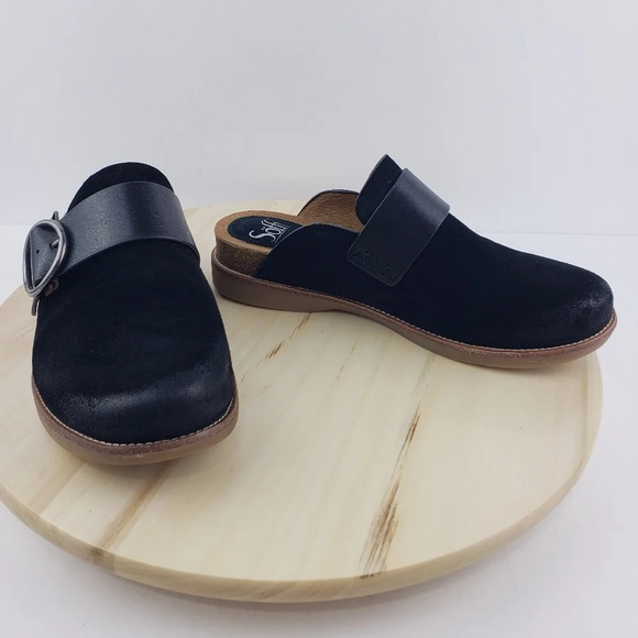 Sofft Slip on Clog Mules Women's Sz 8M Billie Black Leather Suede Comfort Casual - Picture 12 of 12